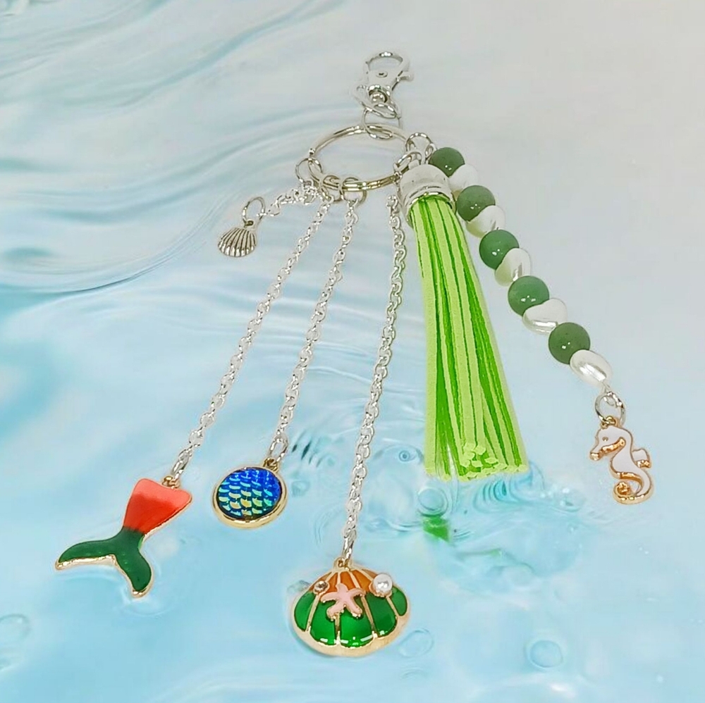 Silver Bag Charm Purse Accessory Oceancore Seaside Sardine Summer Mixed Metals - Picture 2 of 16